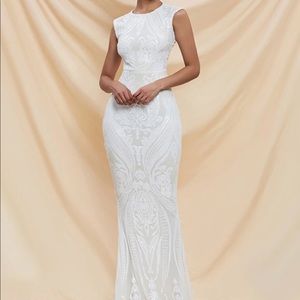 Cut Out Back Sequin Mermaid Hem Dress